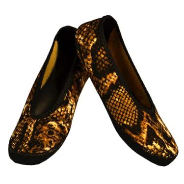 Imagem de NuFoot Sapatilhas femininas Fuzzies, sapatilhas dobráveis e flexíveis, meias chinelas, chinelos de viagem e sapatos de exercício, sapatos de dança, meias de ioga, sapatos de casa, chinelos internos,