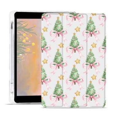 Imagem de AdorableWhimsy Linda capa de árvore de Natal para iPad (A16) 11ª geração 2025 11 polegadas/iPad 10ª geração 2022 10 polegadas design de laço estético capa protetora de couro capa traseira macia