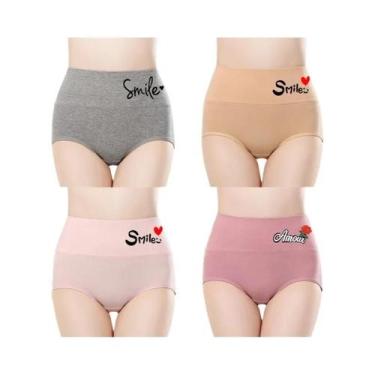 Imagem de Conjunto De Roupa Íntima De Algodão plus Size Para Mulheres 4PCS Calci