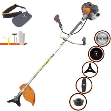Imagem de Roçadeira Lateral Profissional Tekna RL430-P À Gasolina 43cc 1,7HP 10.000rpm Multifuncional Completa Com Carretel de Nylon e 4 Lâminas de Corte