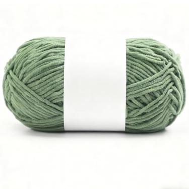 Imagem de Fio de veludo para crochê, cobertor volumoso de chenille macio, fio amigurumi, 40 g, 1 pacote (23 folhas de lótus verde)