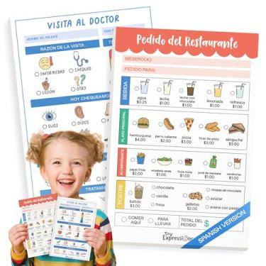 Imagem de Tiny Expressions Blocos de notas Playtime – Pacote com 2 blocos de anotações infantis de faz de conta – 40 páginas para fazer pedidos de restaurante e 40 páginas para visita médica – Jogo imaginativo