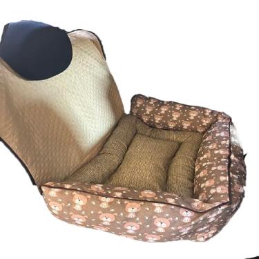 Imagem de Kit 2 Peças Protetor de Banco e Colchonete Veicular Toddy Grande 75cm x 55cm Estampado (Dog Avelã)