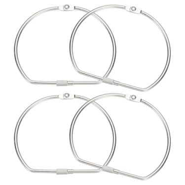 Imagem de PATIKIL 4 peças anel de fichário em forma de D, 10 cm de folhas soltas, anéis de metal Washi Tape Organizer para cartão de índice, casa, escritório, chaves, fotos, faça você mesmo, recibos de papel