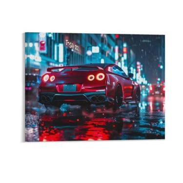 Imagem de HouLaiZhe Chuva Noite Japonesa Esportes R35 Jdm Cartazes de Carro Tela Estética Decoração de Quarto Pintura de Parede Impressões Sala de Galeria Decoração de Parede para Quarto Sala de Estar