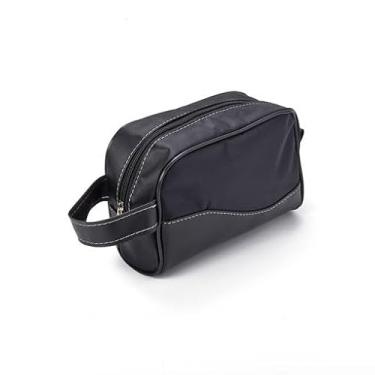 Imagem de Necessaire Preta Moderna com Alça em Couro Sintético