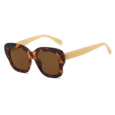 Imagem de HCHES Óculos de Sol Femininos de Luxo com Lentes Degradê Retrô, Cores Contrastantes e Proteção UV400 (Marrom Tartaruga)