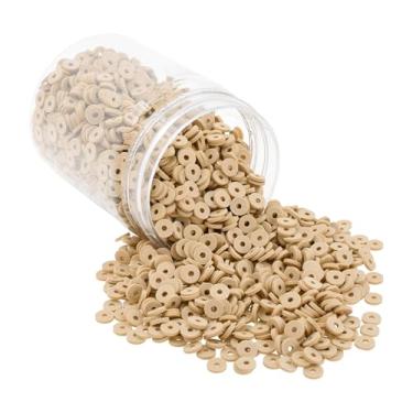 Imagem de Mandala Crafts Kit de contas de argila de polímero cáqui de 6 mm para pulseiras da amizade - 3000 contas de disco cáqui heishi para fazer joias espaçadores redondos - contas planas para fazer