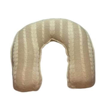 Imagem de Almofada de Amamentação em Tricot com Zíper, Formato U Anatômico, Fibra Siliconada, 37x45x13cm (Cor Avelã)