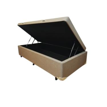 Imagem de Cama Box Baú Solteiro Blindado Diversas Cores (88x188x42) - Linhão (Linhão - Turim Bege Escuro)