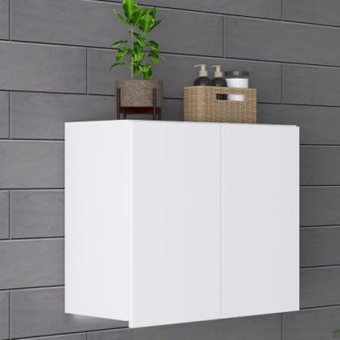 Imagem de Armário Multiuso Aéreo de Parede Portas para Lavanderia Cozinha e Closet (PRETO,2 PORTAS)