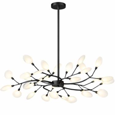 Imagem de Gimpo, Lustre Teto 75cm Ramos de Árvore 30 LEDs Luminária Metal Preto Pétalas Gimpo RA30B