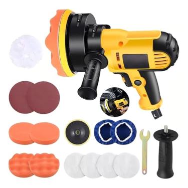 Imagem de GM Bear Politriz Lixadeira Rotativa Multifunções Automotiva,Politriz Elétrica Para Carro Com Velocidade Variável 700W 3700 RPM (Amarelo, Voltage:220V)