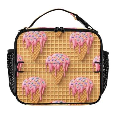 Imagem de Joisal Lancheira Waffles rosa para mulheres meninas lancheira personalizada crianças masculinas lancheira para trabalho bolsa térmica macia isolada para escola