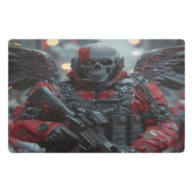 Imagem de Esqueleto Mecânico Guerreiro Tapetes de Porta Entrada Externa Antiderrapante Tapete de Boas-Vindas Interior, Tapetes para Entrada 81 cm x 50 cm