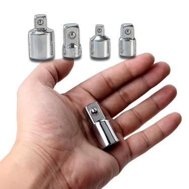 Imagem de Conjunto de adaptador de manga conversor de chave catraca de aço inoxidável universal para reparo de automóveis, faça você mesmo em casa, prata