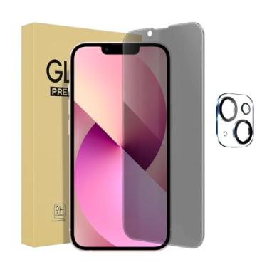 Imagem de Pacote com 1 protetor de tela de privacidade para iPhone 13 Mini [5,4 polegadas] + 1 pacote com 1 protetor de lente de câmera antiespião, película de vidro temperado privada, [dureza 9H] - HD