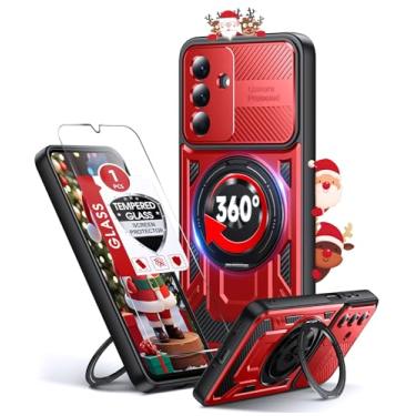 Imagem de LeYi Capa para celular Samsung Galaxy A16-5G: com protetor de tela de vidro, [Fit Magsafe] Capa de celular Android robusta à prova de choque de grau militar com suporte de anel invisível Samsung 16A