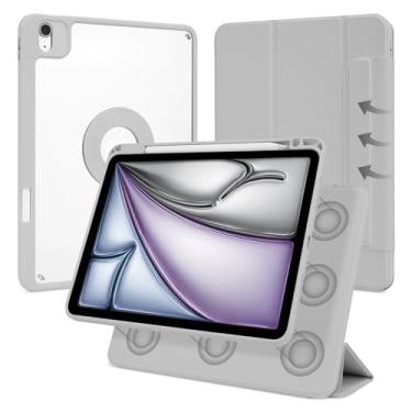 Imagem de Dwopar Capa para iPad Air de 13 polegadas M3/M2 2025/2024, iPad Pro 12,9 polegadas 6ª/5ª geração 2022/2021 com suporte para lápis, suporte vertical, capa magnética removível com três dobras,