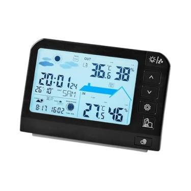 Imagem de IEUDNS Estação Meteorológica Portátil Multifuncional com Termômetro e Higrômetro para Ambientes Internos e Externos, Visor LCD Relógio Meteorológico Ideal, Style B Black