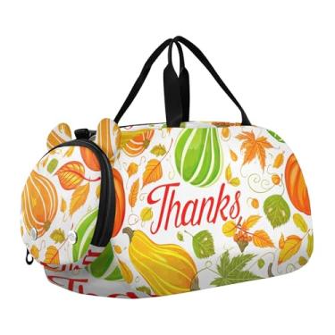 Imagem de Bolsa esportiva escocesa Highland com flores de vaca para meninas, bolsa de viagem noturna, compartimento de sapatos para meninos, Abóboras coloridas, Clássico