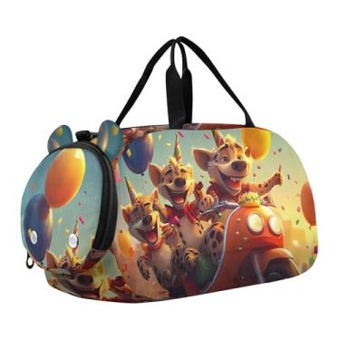 Imagem de Bolsa esportiva de viagem para meninos, burro, desenho animado, cavalo, durante a noite, para o fim de semana, bolsas de viagem, bolsa esportiva de dança, Cachorro hiena de aniversário, Clássico