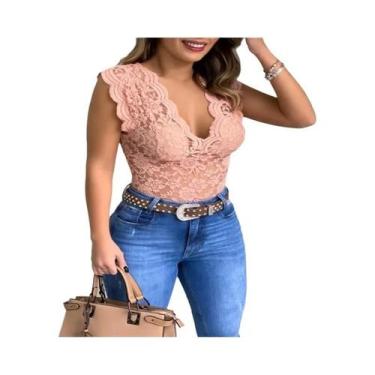 Imagem de Top Camisola De Renda Em Cores Candy Com Decote Em V Para Mulheres, Br