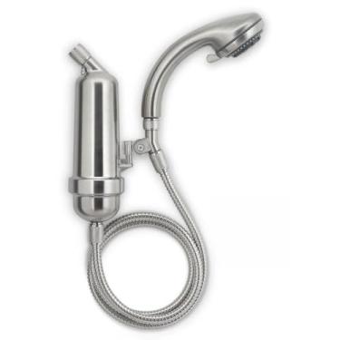 Imagem de Sistema de filtro de chuveiro premium WaterChef SF-7C-ECO – Economia de água de 1,8 GPM (níquel escovado) – Varinha ajustável de luxo, filtragem avançada, certificação NSF/ANSI, 10.000 galões.