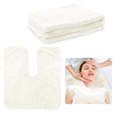 Imagem de Bagentry 4 peças de toalhas faciais brancas em forma de U para massagem de esteticistas, tecido de rosto de microfibra de design dividido de lã coral, toalhas de spa profissionais para salão de beleza