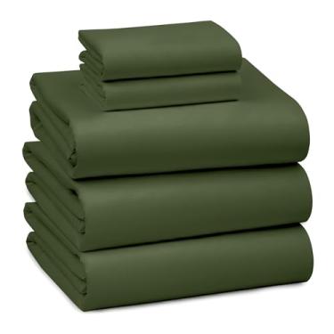 Imagem de RUVANTI Jogo de cama king size dividido 100% algodão - 300 fios de cetim macio sedoso, refrescante, leve e respirável, bolso profundo de 41 cm, durável e luxuoso, 5 peças, verde rifle