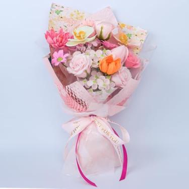 Imagem de RIDDSEE Sabonete artificial flores preservadas buquê de rosas presente para mulheres, mãe, esposa, namorada, avó, aniversário, dia dos namorados, Natal (rosa escuro)