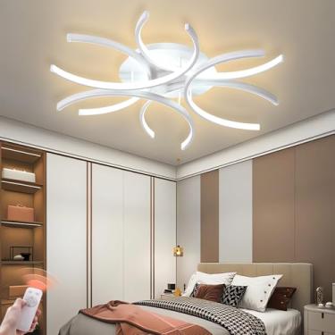 Imagem de Luminária de teto LED moderna para sala de estar, modelo heterogêneo, com intensidade regulável e controle remoto. Ideal para iluminação interna, como lustre para quarto, sala de jantar e es