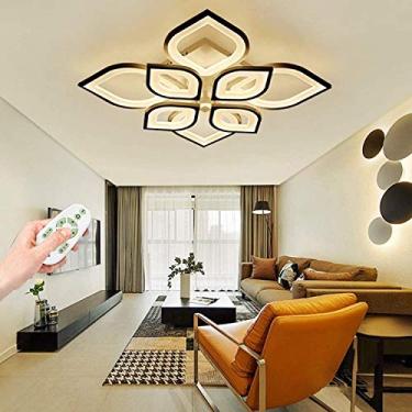 Imagem de Luminária de teto LED dimerizável com controle remoto, lustre criativo com design de flor, tamanho grande, luminária moderna para sala de estar, sala de jantar e cozinha, estrutura de metal