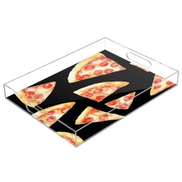 Imagem de xigua Bandeja de servir de acrílico padrão fast food com alças bandejas decorativas portáteis à prova de derramamento para café da manhã, jantar, bandeja organizadora de bancada para banheiro, cozinha