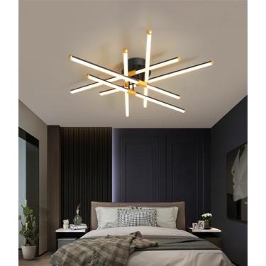 Imagem de Luminária de teto LED moderna e regulável para sala de estar, com controle remoto, ideal para quarto, sala de jantar, cozinha e escritório (90 cm).