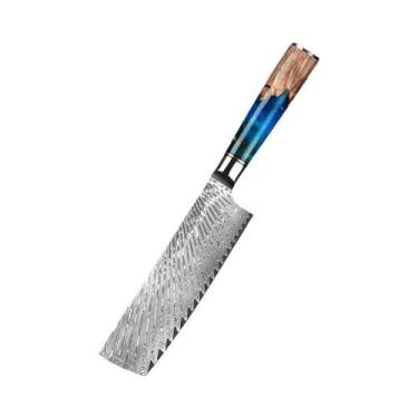 Imagem de Conjunto De Facas De Chef Em Aço Damasco VG10 Com Cabo Azul, Faca Clea