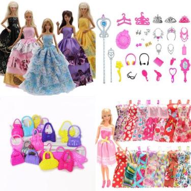 Imagem de Kit Acessórios Para Bonecas Bolsas Vestidos Longos de Festa / Princesa