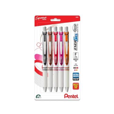 Imagem de Pentel Caneta de gel líquido EnerGel RTX Pearl, pacote Change Expressions (0,5 mm), ponta de agulha, linha fina, tinta Asstd, pacote com 5