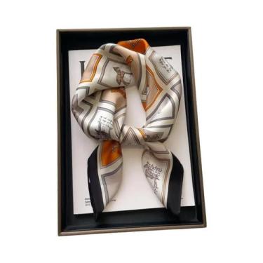 Imagem de Lenço De Seda Luxuoso Feminino 70x70cm, Xale Quadrado Para Escritório,
