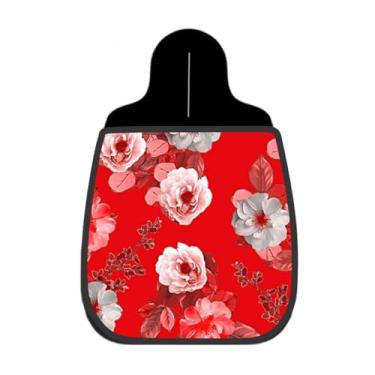 Imagem de Lixeira De Carro Organizador Lixinhocar Floral Branco e Vermelho Fundo Vermelho