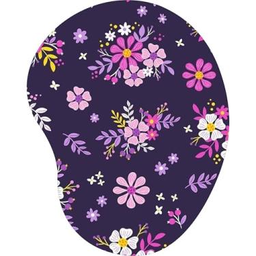 Imagem de Mouse Pad Ergonômico Gota Arranjos Florais Roxos Fundo Escuro