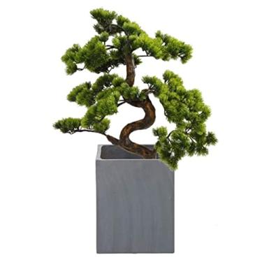 Imagem de SLGGPJBU Plantas falsas plantas artificiais verdes artificiais bonsai simulação de vaso de árvore de plástico ornamentos em vaso para decoração de jardim doméstico plantas artificiais de árvore falsa