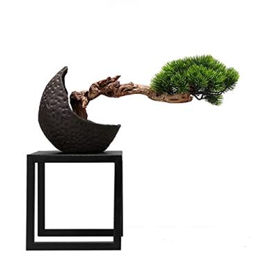 Imagem de Plantas falsas/plantas falsas, plantas artificiais, beleza, pinheiro, vaso, planta falsa, zen, decoração de sala de estudo, árvore de bonsai para decoração de escritório em casa, plantas artificiais