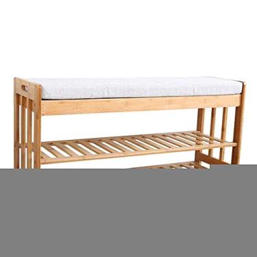 Imagem de U5GAAALPPQ9 Rack de armazenamento de sapato, carregador de banco 100% bambu, organizador de assentos da série 3 é ideal para plantas vivas, entrada, armazenamento, corredor e banco de jardim