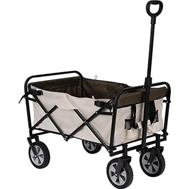 Imagem de Carrinho de acampamento, carrinho de jardim dobrável, carrinho de compras dobrável, uso utilitário resistente com bolsa lateral e bolsa de armazenamento - (cinza) (cinza)