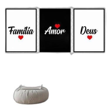 Imagem de Kit 3 Quadros Família, Deus e Amor 24x18cm - Moldura Preta
