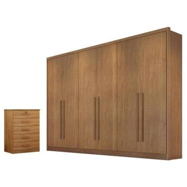 Imagem de Guarda Roupa Casal Livorno e Gaveteiro Suiça Cumaru 23 - Novo Horizont