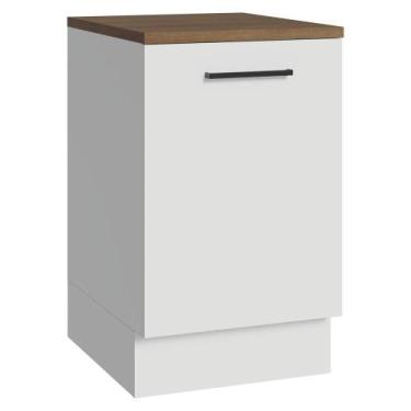 Imagem de Balcão de Cozinha 50cm 1 Porta Branco Tampo Rustic Agata Madesa, Branc