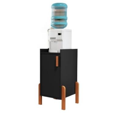 Imagem de Armario Balcão Fruteira Suporte Multiuso Para Galão Filtro De Agua Bebedouro Com 1 Porta Em MDP(Preto)