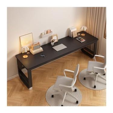 Imagem de CFGH6FDF Cômoda de mesa para computador dupla simples para casa, mesa tudo-em-um, pequena para uso doméstico, mesa de estudo, escritório (preta, 200 x 60 x 74 cm)